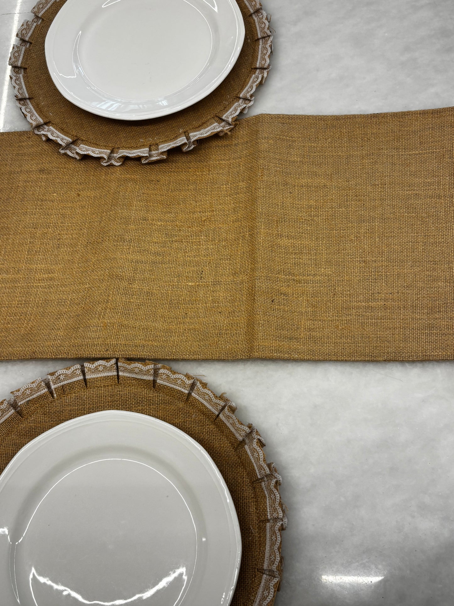 Natural Weave Table Runner & Lace Placemat Set