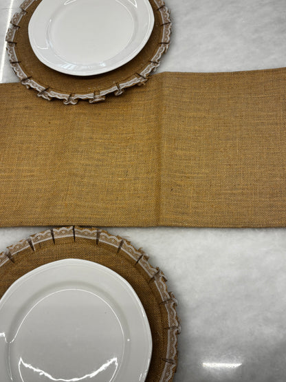 Natural Weave Table Runner & Lace Placemat Set