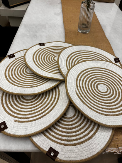 Spiral Weave Round Placemat Set (Set of 6)