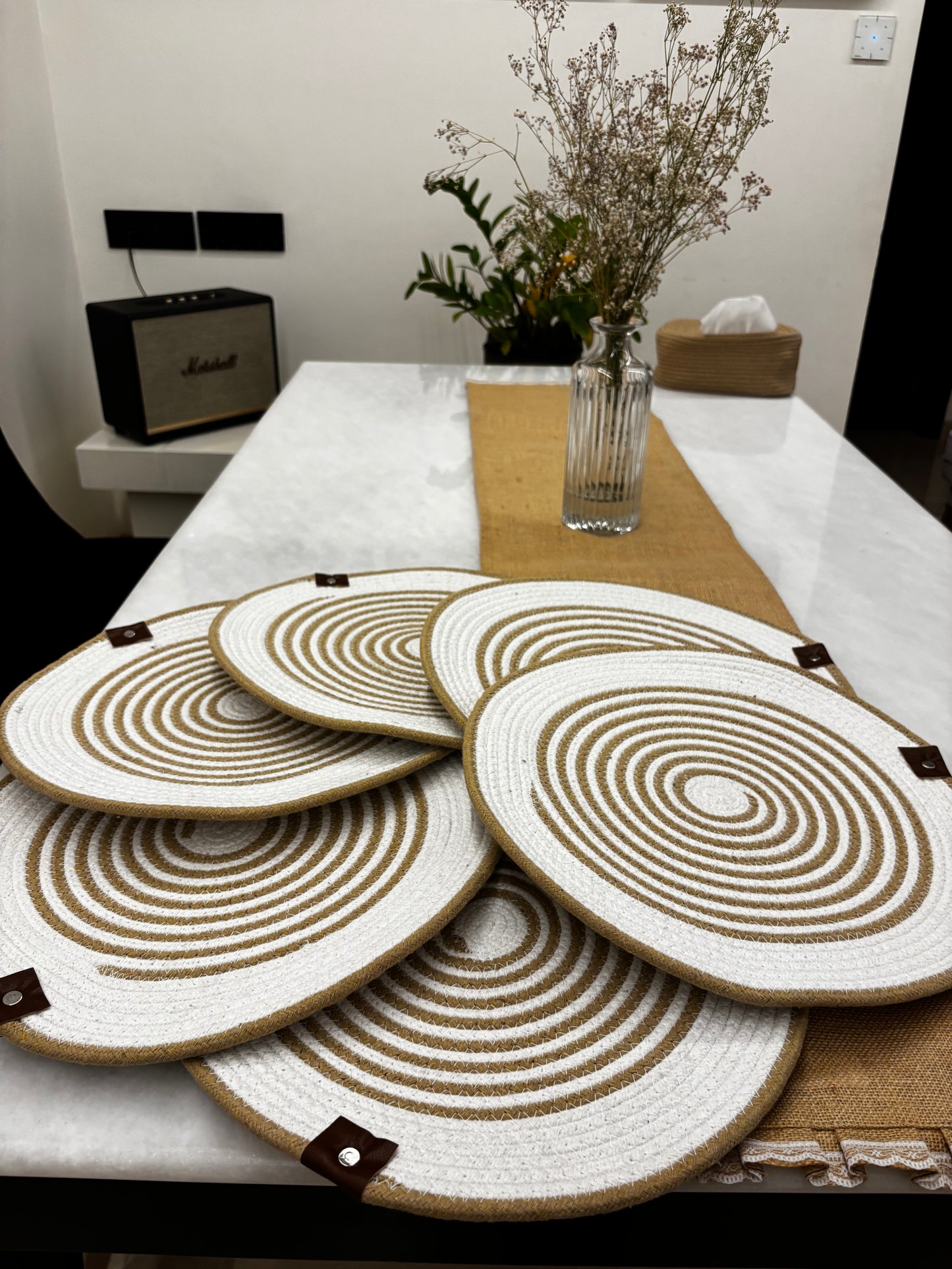 Spiral Weave Round Placemat Set (Set of 6)