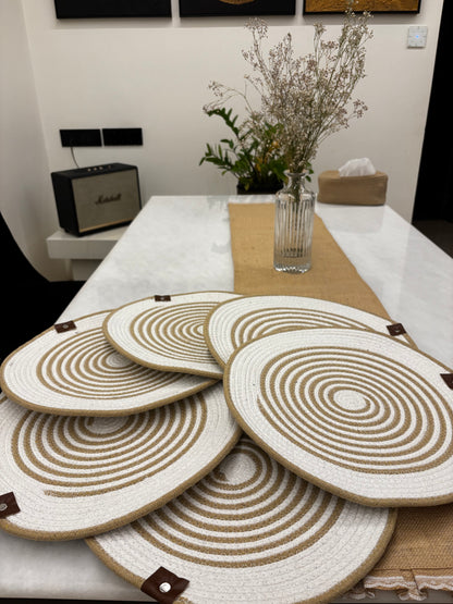 Spiral Weave Round Placemat Set (Set of 6)