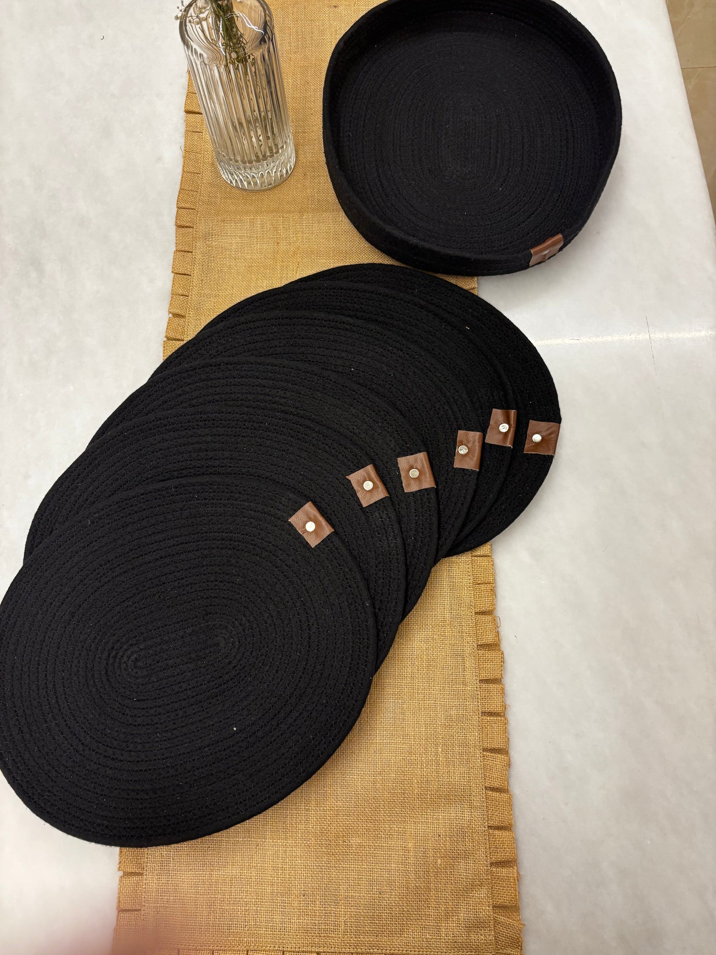 Black Woven Placemats Set