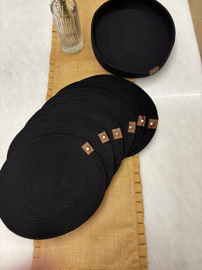 Black Woven Placemats Set
