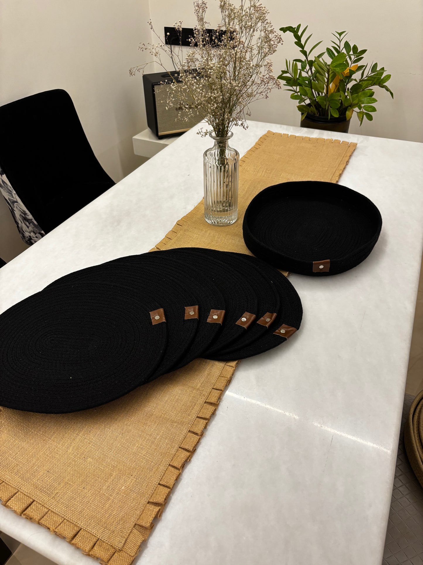 Black Woven Placemats Set