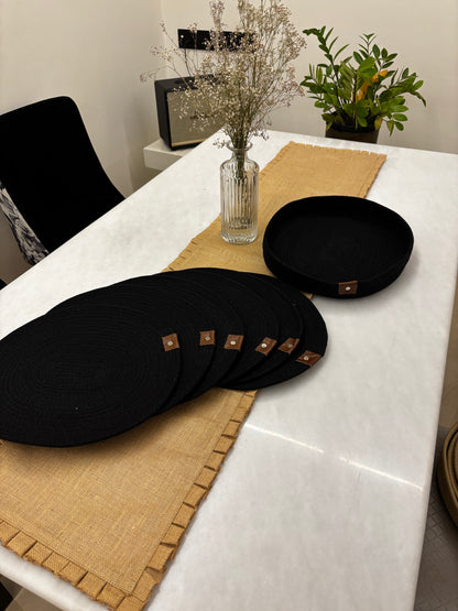 Black Woven Placemats Set