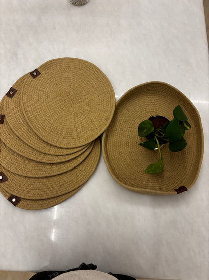 Natural Jute Table Tray & Placemats Set