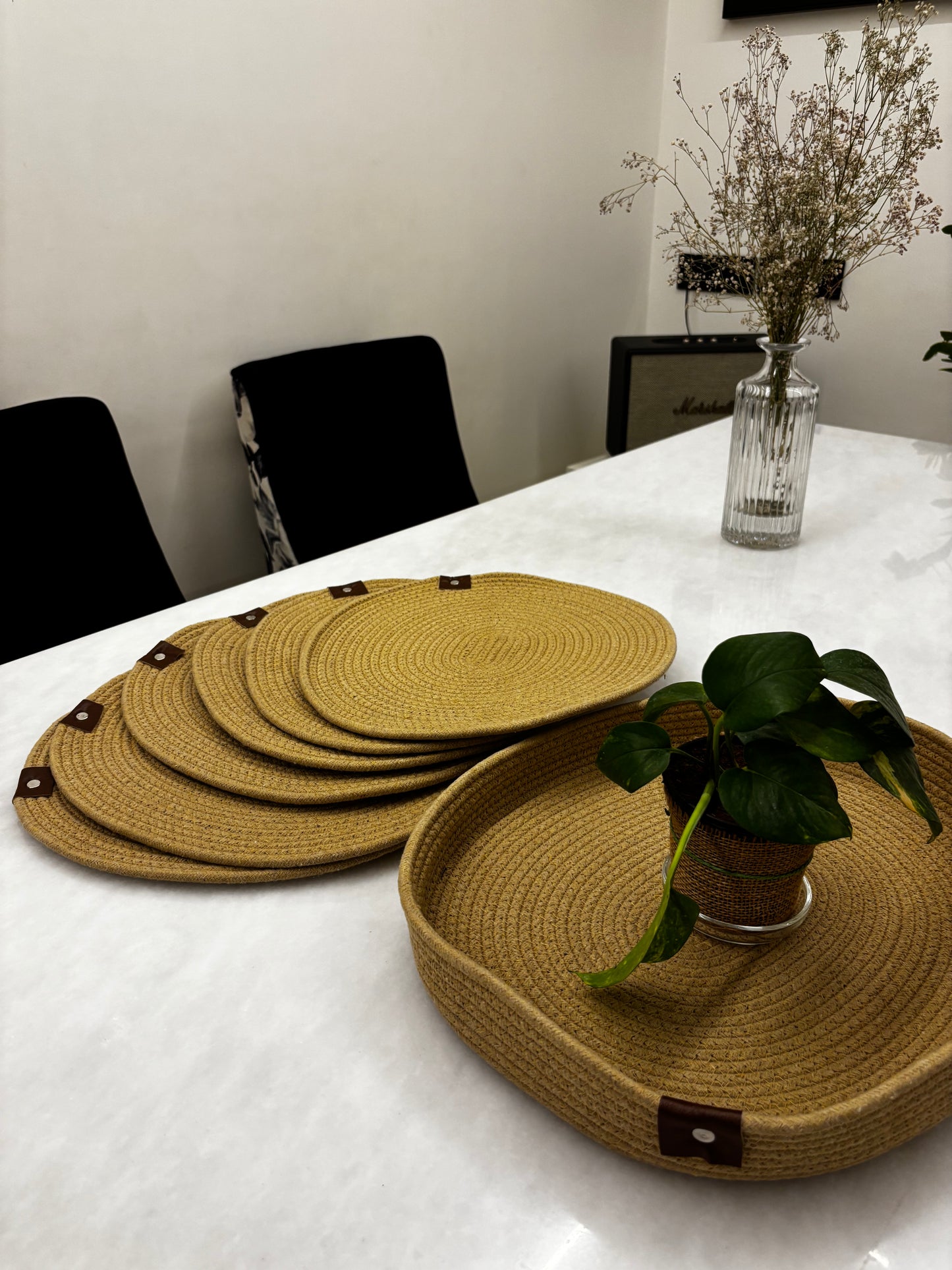 Natural Jute Table Tray & Placemats Set