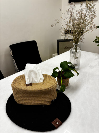 Natural Weave Oval Tissue Box Holder