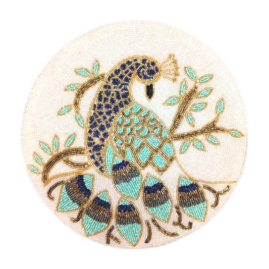 Hand Embellished Peacock Table Mats