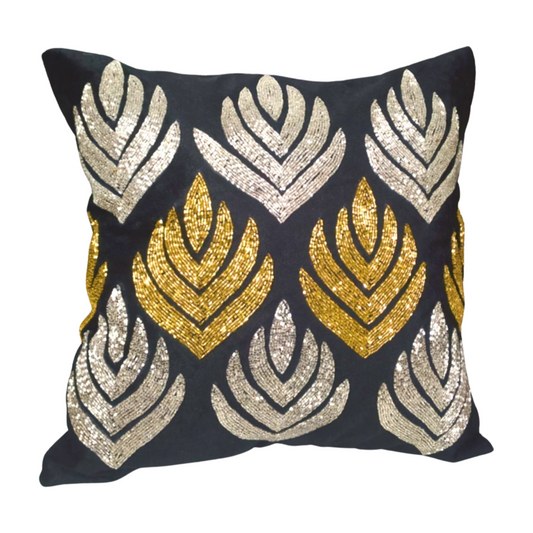 Handmade Black & Gold Cushion Covers