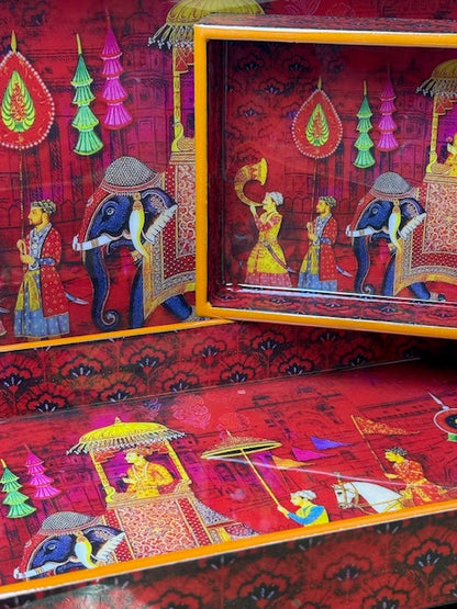 The Crimson Darbar Tray Set of 3