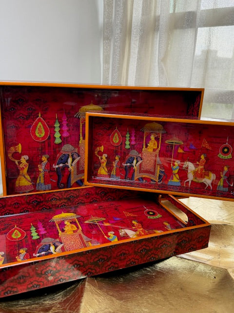 The Crimson Darbar Tray Set of 3