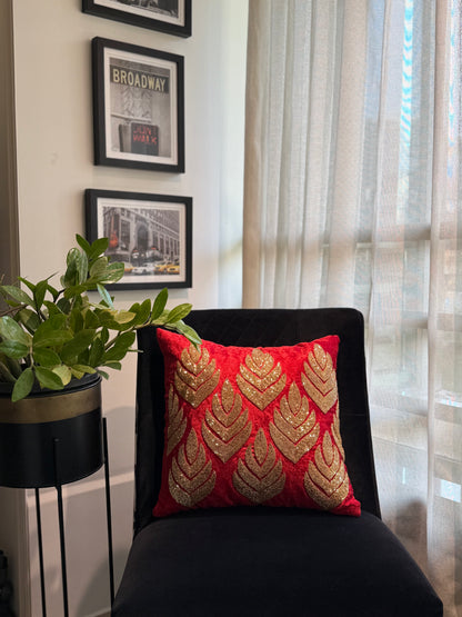 Red & Gold Cushion Cover - Luxury Decorative Throw Pillow Case