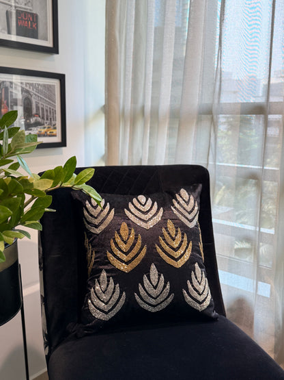 Handmade Black & Gold Cushion Covers