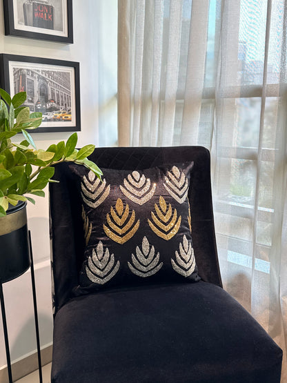 Handmade Black & Gold Cushion Covers