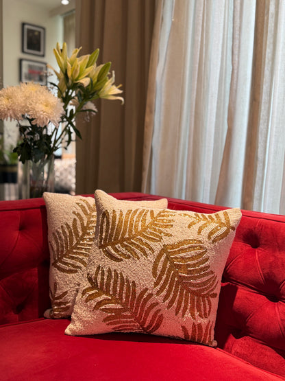 Gold Leaf Cushion Cover - Elegant Metallic Throw Pillow