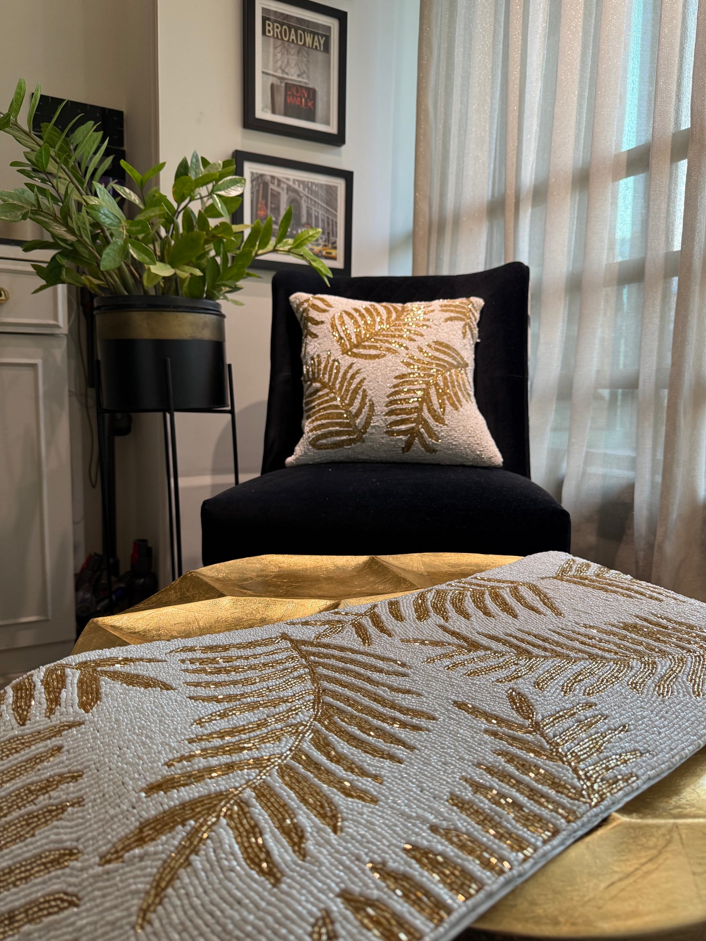 Handmade Golden Leaves Cushion Covers