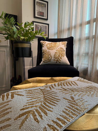Handmade Golden Leaves Cushion Covers