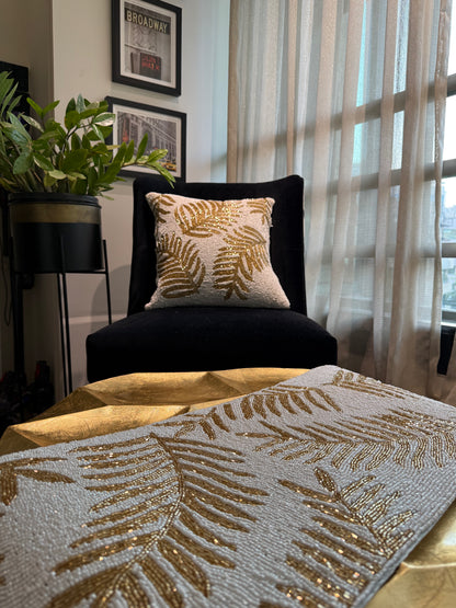 Gold Leaf Cushion Cover - Elegant Metallic Throw Pillow