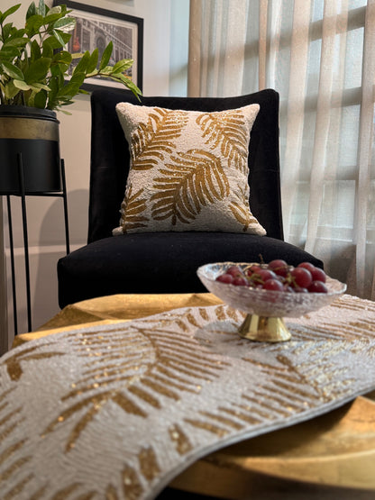 Gold Leaf Cushion Cover - Elegant Metallic Throw Pillow