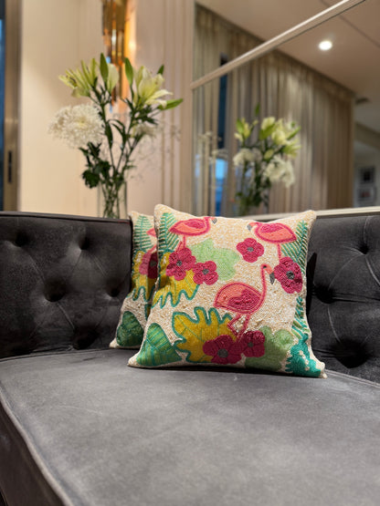 Pink Flamingo Cushion Cover - Tropical Decorative Throw Pillow