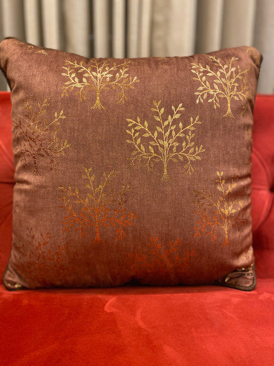 Tree Motif Gold Foil Cushion Cover