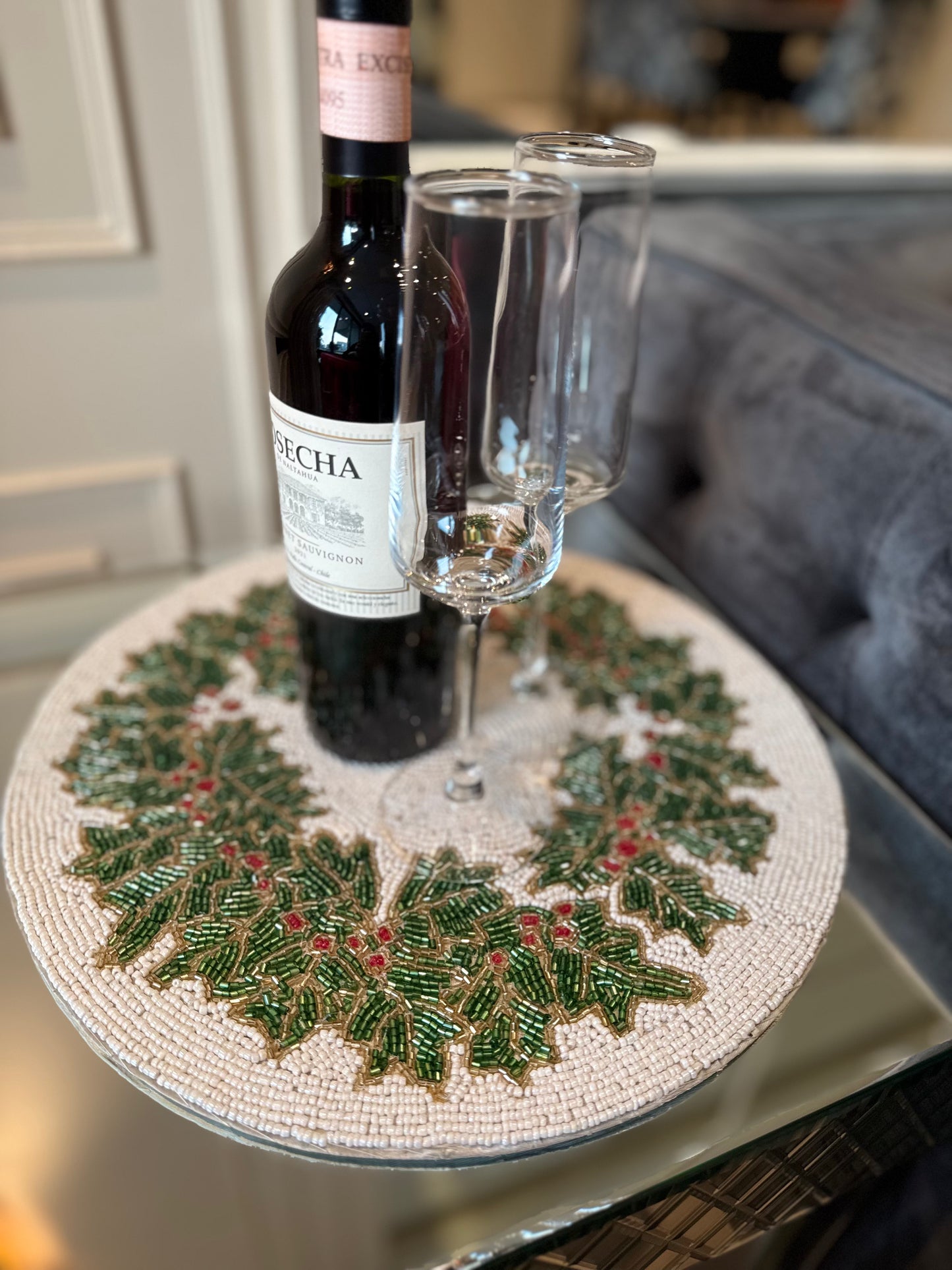 Wreath Beaded Table Mat