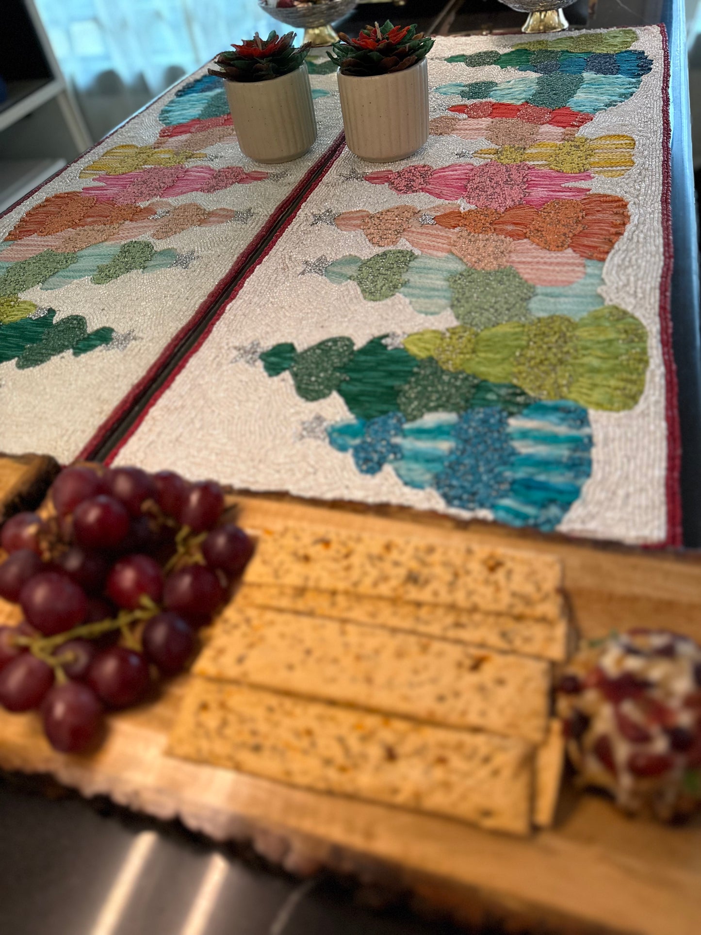 Multicolour Christmas Tree Table Runner