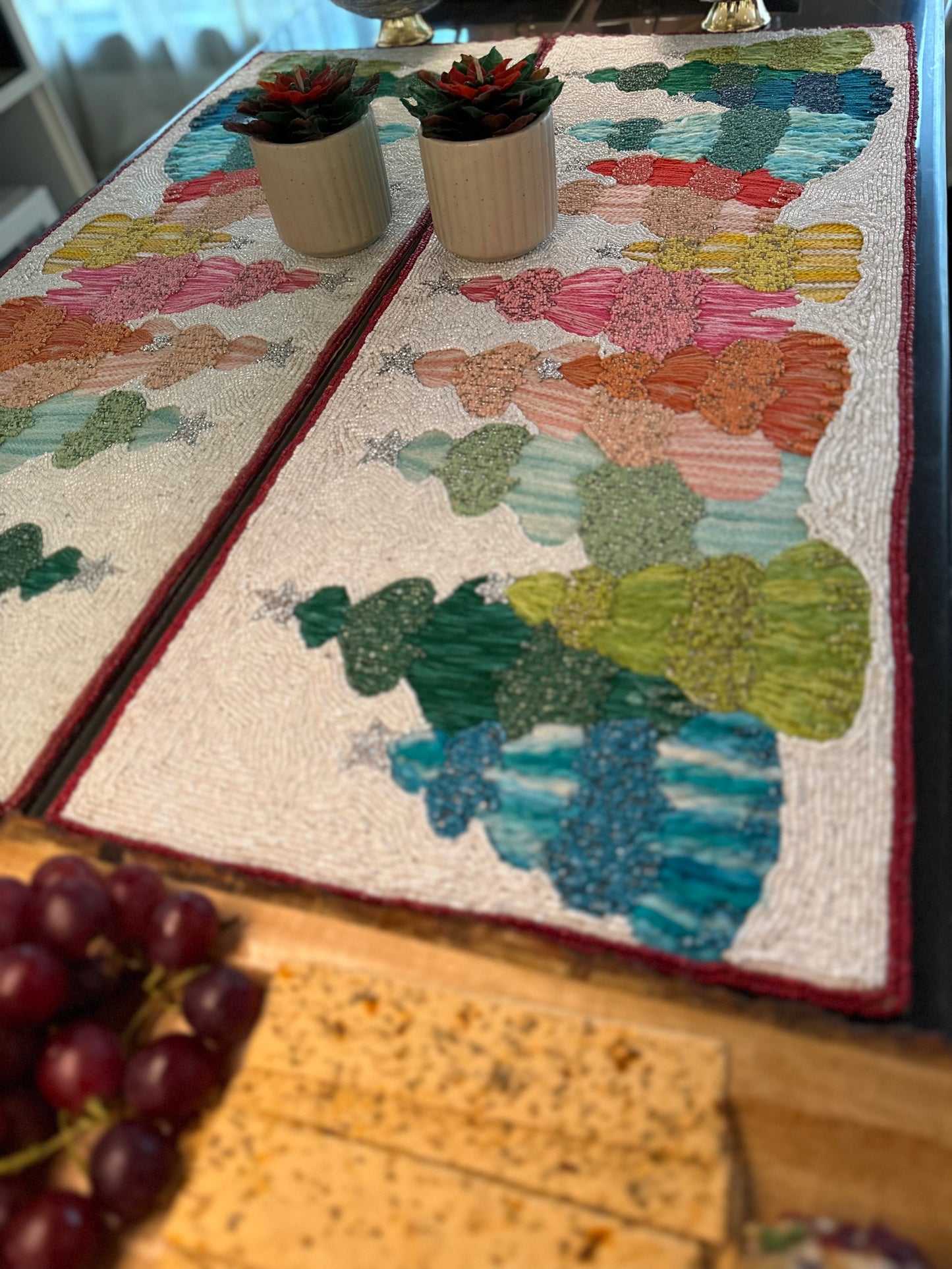 Multicolour Christmas Tree Table Runner