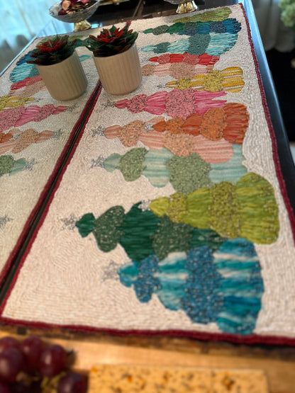 Multicolour Christmas Tree Table Runner