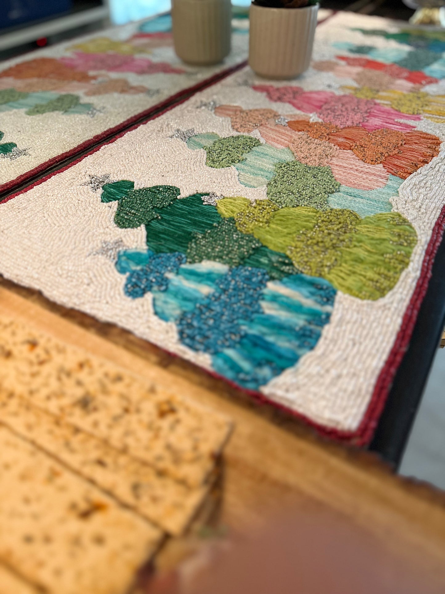 Multicolour Christmas Tree Table Runner