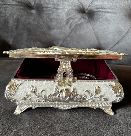 German silver ornate Ivory gift box/jewellery box.