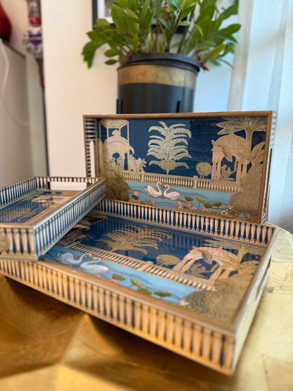 Royal Swan Palace Tray Set of 3