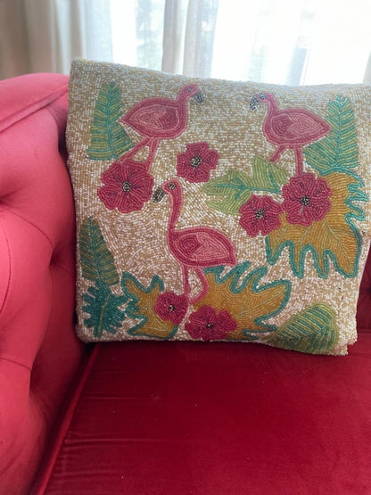 Pink Flamingo Cushion Cover - Tropical Decorative Throw Pillow
