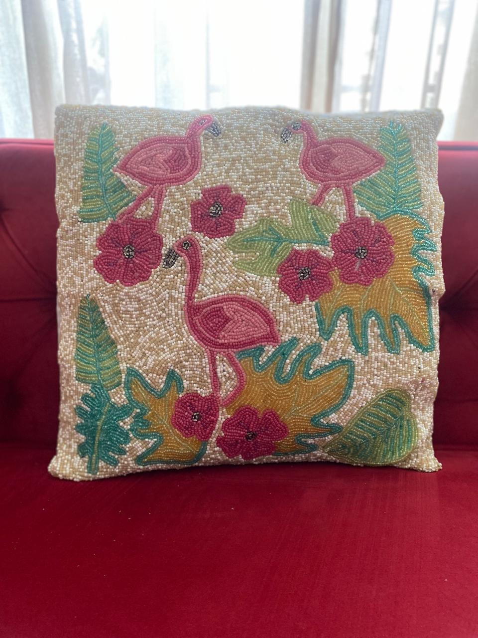 Pink Flamingo Cushion Cover - Tropical Decorative Throw Pillow