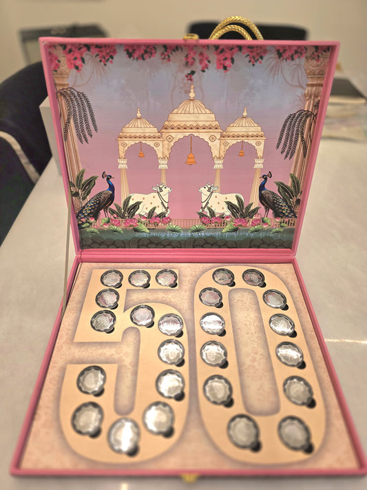 Elegant Pink Gift Box with Silver coins (Customisable)