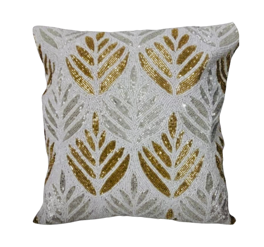 White & Silver Cushion Cover - Elegant Metallic Decorative Pillow