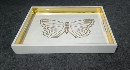 Noir Monarch Butterfly Inlay Butler Table Tray