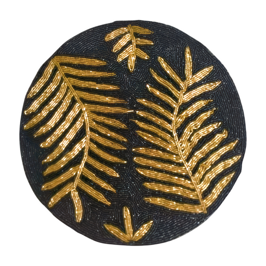 Hand Embellished Black and Gold Beaded Table Mats