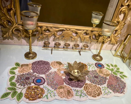 Peach Floral Multi-Colored Table Runner