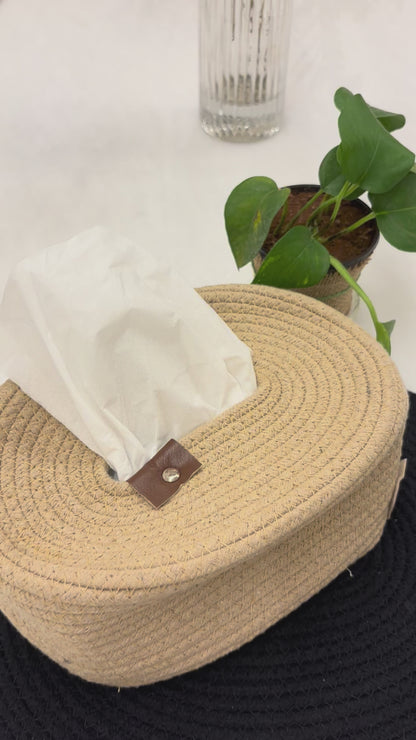 Natural Weave Oval Tissue Box Holder