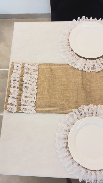 Rustic Lace Table Runner & Placemat Set