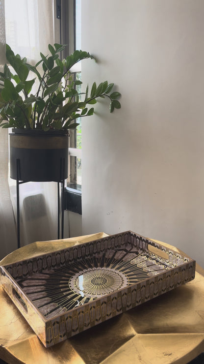 Regal Sunburst Mirror Tray Set of 3