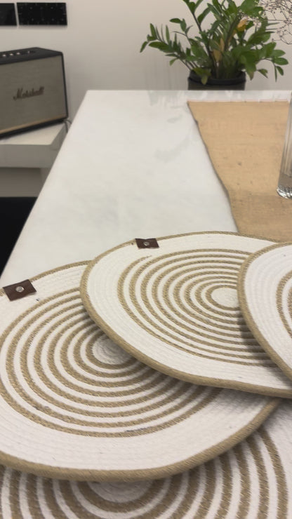 Spiral Weave Round Placemat Set (Set of 6)