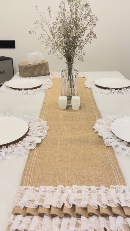 Rustic Lace Table Runner & Placemat Set