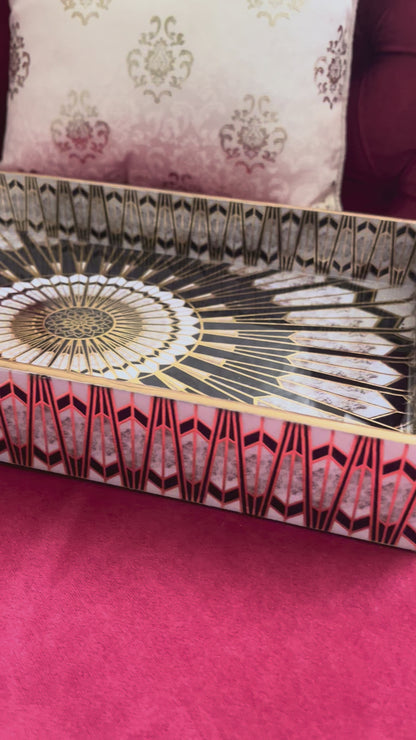 Regal Sunburst Mirror Tray Set of 3