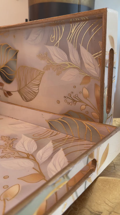 Golden Botanical Luxe Tray Set of 3