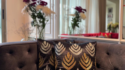 Handmade Black & Gold Cushion Covers