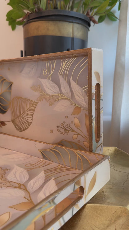 Golden Botanical Luxe Tray Set of 3