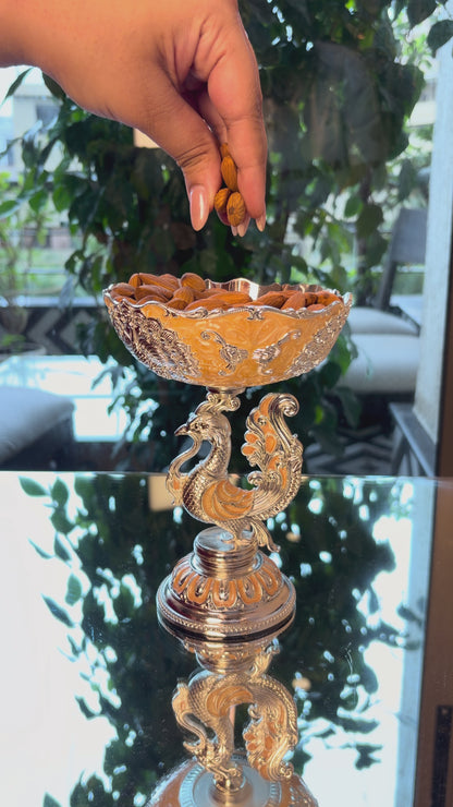 Imperial Peacock Pedestal Bowl